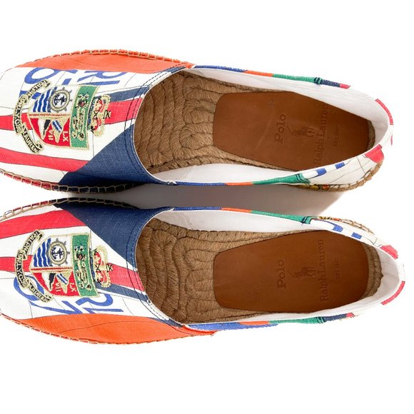NEW POLO RALPH LAUREN Cevio Slip On Loafer Espadrille Cruise Print Nautical 11 D - Picture 11 of 12